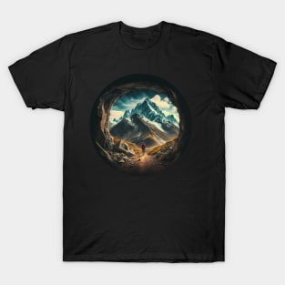 Mountains and Travel rounded graphic design T-Shirt